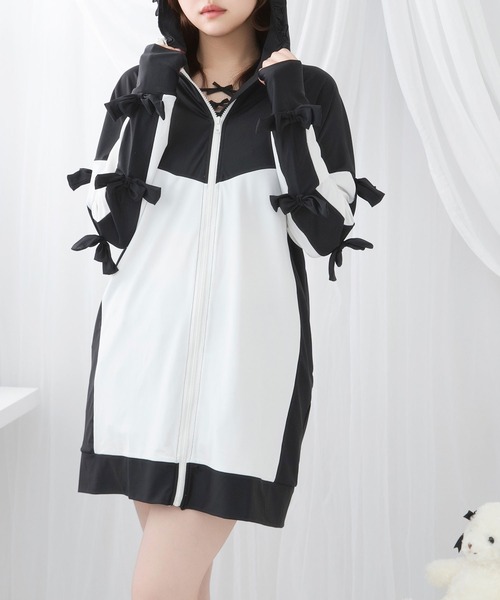 【新品・未使用】LINKABLE サイドリボンラッシュガード ブラックチェック DearMyLove ラッシュガード サイドリボンサブカルラッシュガード
