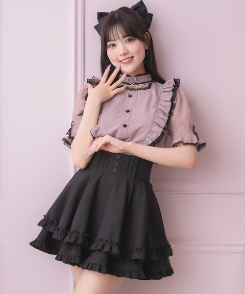 ロジータ バラ釦ポイントダブルフレアスカパン 美品 ROJITA（ロジータ） スカート バラ釦ポイントダブルフレアスカパン