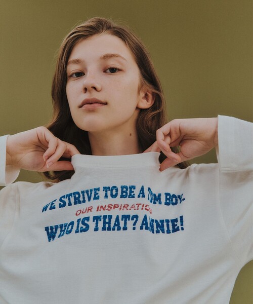 tシャツ ボーイ メッセージ ロングスリーブ Tシャツ レディース