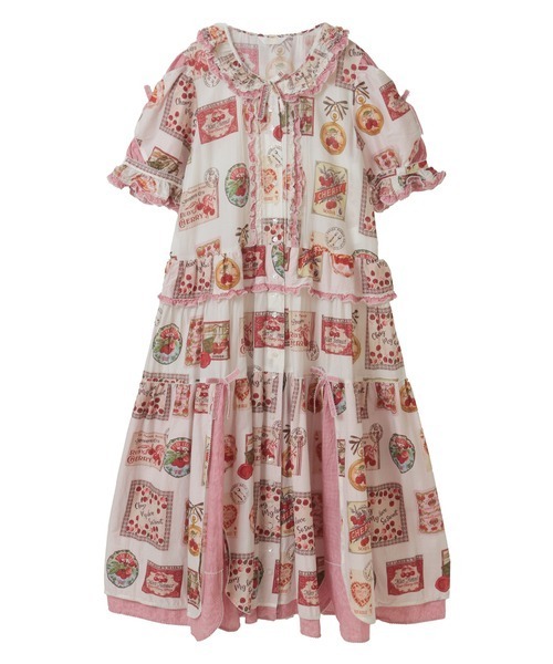 PINK HOUSE（ピンクハウス） ワンピース チェリープリントパッチワーク