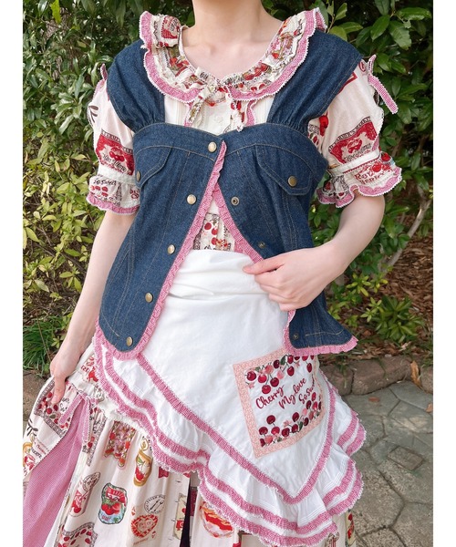 PINK HOUSE（ピンクハウス） ワンピース チェリープリントパッチワーク