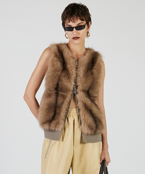 ベスト ジレ 「2025Autumn Pre-Order」ファートリミングベスト / Fur Trimmed Vest レディース