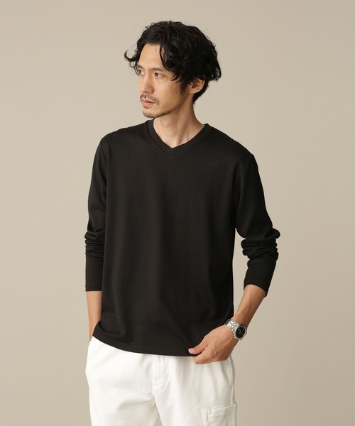 「NANO universe」 長(zhǎng)袖Tシャツ L ブラック メンズ