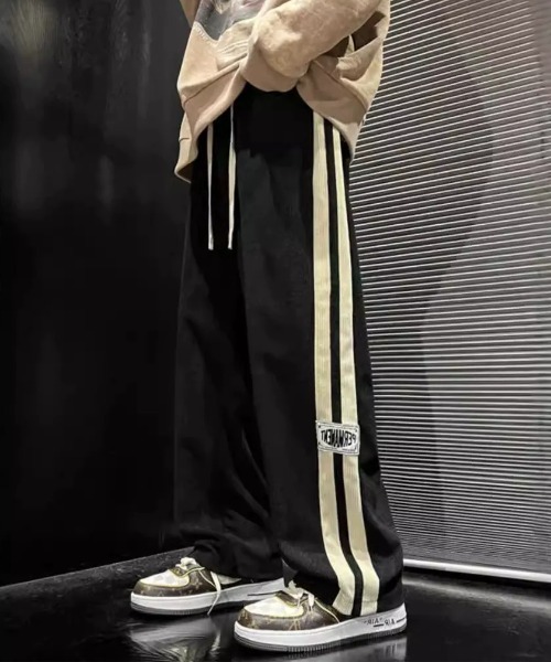 link lot パンツ サイドラインワッペン付きコーデュロイイージーパンツ