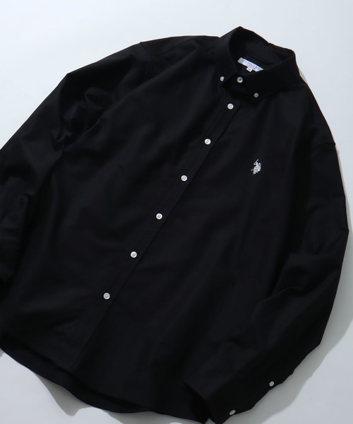 シュプリーム　刺繍　クラシックロゴ　ボタンダウンシャツ　L　黒 U.S. POLO ASSN.（ユーエスポロアッスン） シャツ ロゴ刺繍