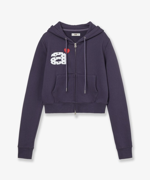 aeae パーカー DOT SMALL LETTER CROP HOOD ZIP UP レディース