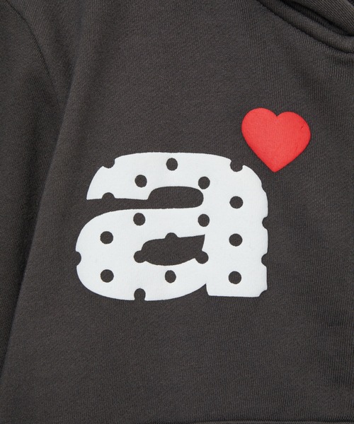 aeae パーカー DOT SMALL LETTER CROP HOOD ZIP UP レディース