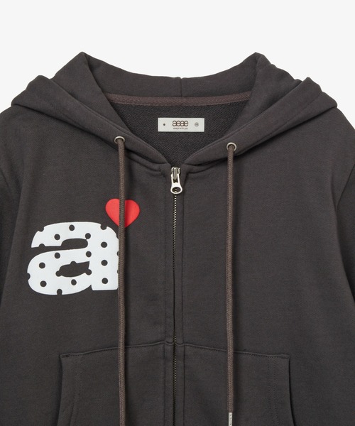 aeae パーカー DOT SMALL LETTER CROP HOOD ZIP UP レディース