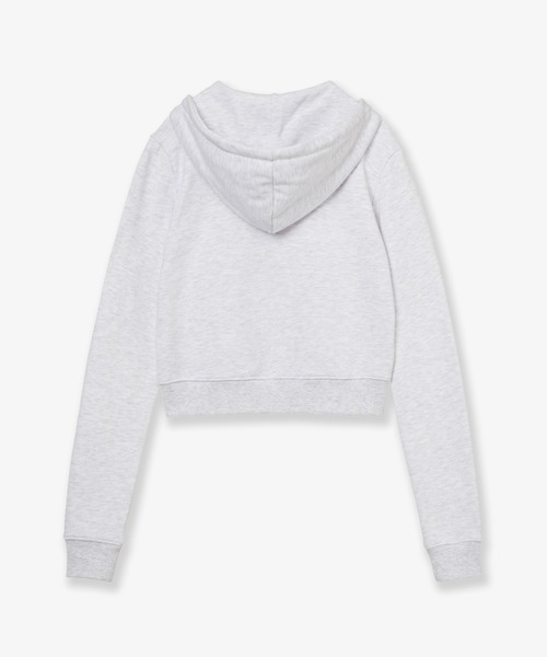aeae ジップアップ ホワイト aeae パーカー DOT SMALL LETTER CROP HOOD ZIP UP レディース