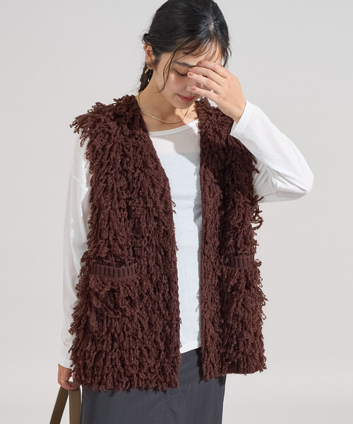 ベスト ジレ ループヤーンベスト/オーバーサイズ ニットベスト レディース | FREAK'S STORE
