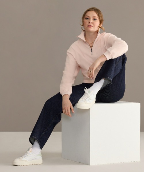「New Balance」 ローカットスニーカー 24.0cm ホワイト×パープル レディース_画像2