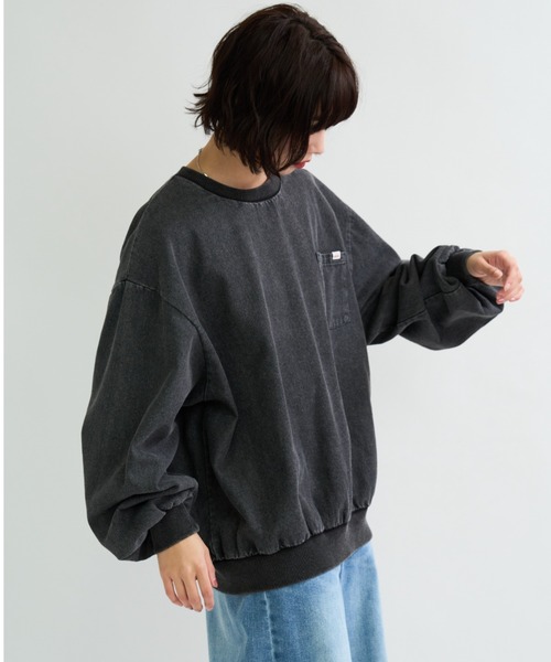 A.D.C.L. トレーナー スウェット ケミカルウォッシュ デニムプル