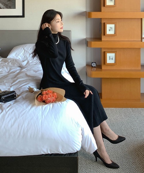 2ly2 ワンピース タートルネックプリーツニットワンピース : ZOZOTOWN