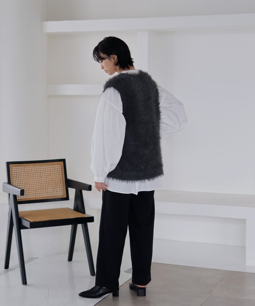 「LIAN」 ニットベスト FREE チャコールグレー レディース_画像6