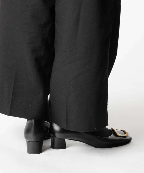 美品FABIO RUSCONI バックルパンプス38 ファビオルスコーニ FABIO RUSCONI ローヒールバックルパンプス