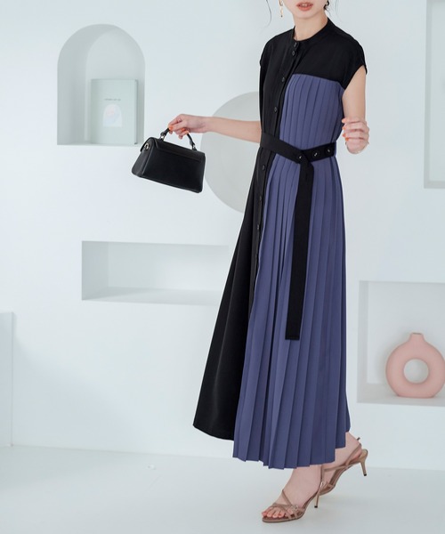 「RUIRUE BOUTIQUE」 半袖ワンピース 3L ブラック×ブルー レディース_画像3