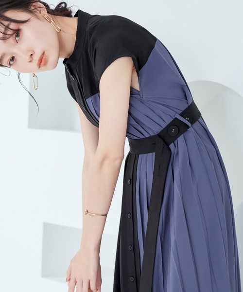 「RUIRUE BOUTIQUE」 半袖ワンピース 3L ブラック×ブルー レディース_画像4