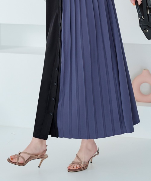 「RUIRUE BOUTIQUE」 半袖ワンピース 3L ブラック×ブルー レディース_画像7