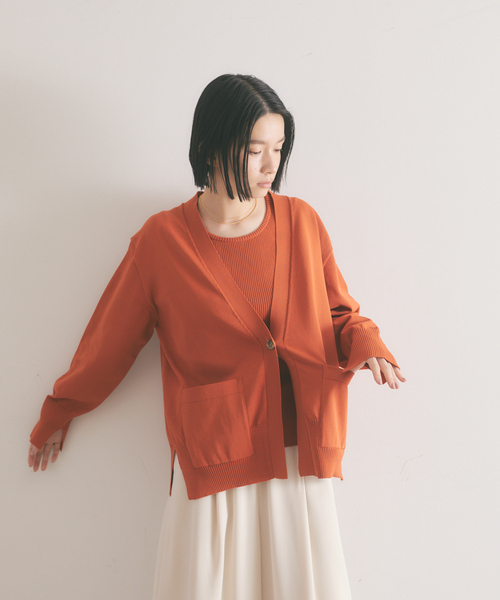「qualite」 ニットカーディガン フリー ブルー レディース_画像6