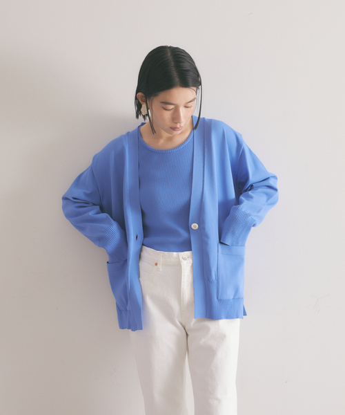 「qualite」 ニットカーディガン フリー ブルー レディース_画像10