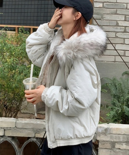 ダウンコート ダウンジャケット 裏ボア フェイクファーフード付き