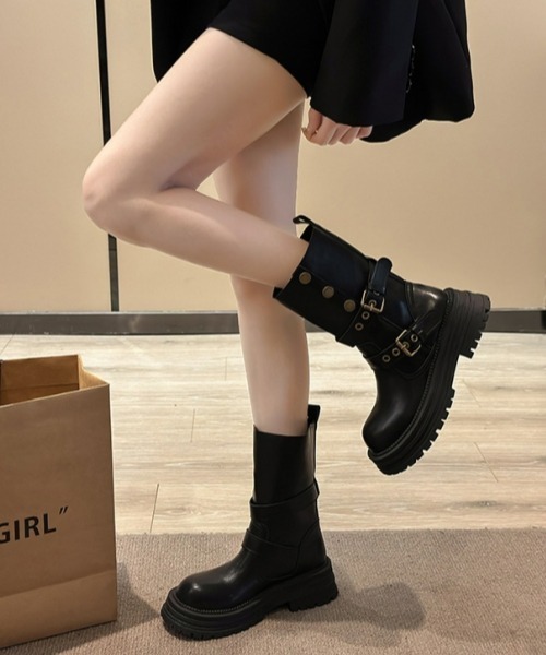 gossip!ロサンゼルス ブーツ Y2Kガーリーレトロ2wayミドルブーツ（調節