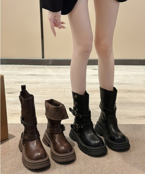 gossip!ロサンゼルス ブーツ Y2Kガーリーレトロ2wayミドルブーツ（調節