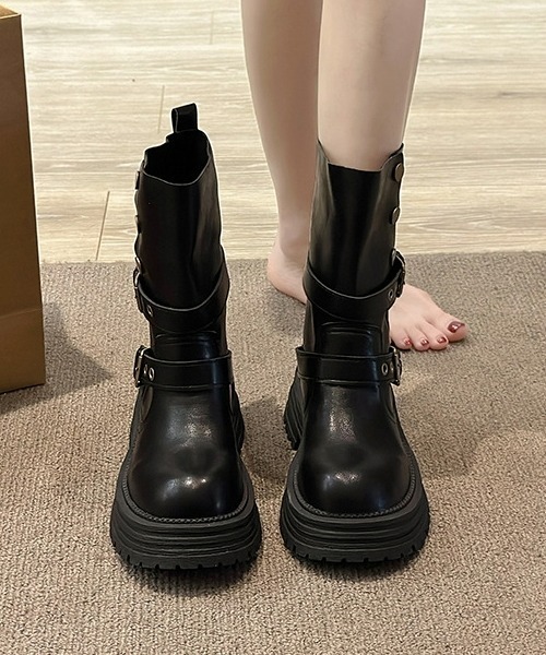 gossip!ロサンゼルス ブーツ Y2Kガーリーレトロ2wayミドルブーツ（調節