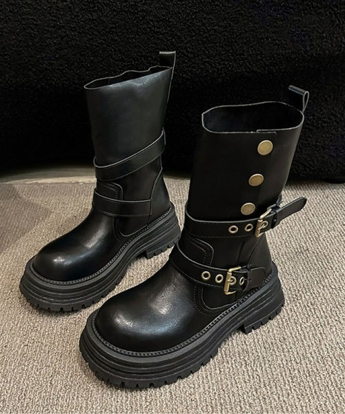 gossip!ロサンゼルス ブーツ Y2Kガーリーレトロ2wayミドルブーツ（調節