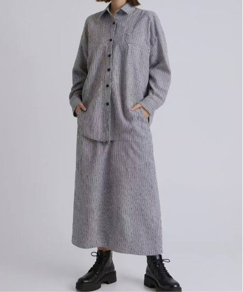 【値下げ】Uhr ストライプ柄 セットアップ 約90cm 売切品 FRUIT OF THE LOOM/別注 マルチカラー 長袖ショートシャツ/ストライプ