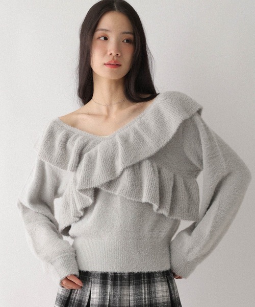 Heather（ヘザー） ニット セーター 2WAYラッフルフリルニット 636806