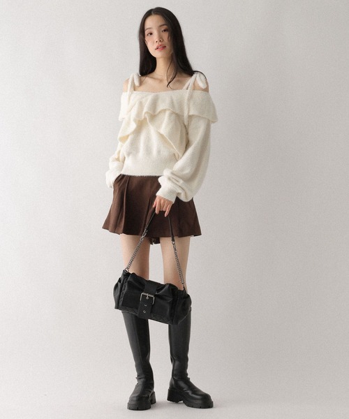 Heather（ヘザー） ニット セーター 2WAYラッフルフリルニット 636806