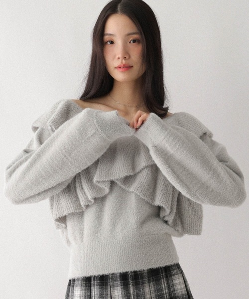 Heather（ヘザー） ニット セーター 2WAYラッフルフリルニット 636806