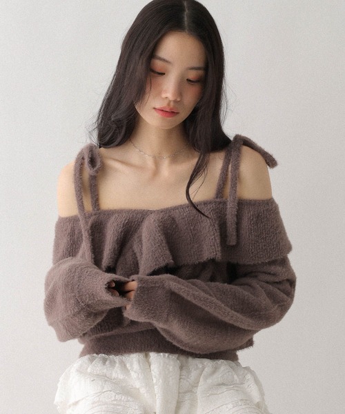 Heather（ヘザー） ニット セーター 2WAYラッフルフリルニット 636806
