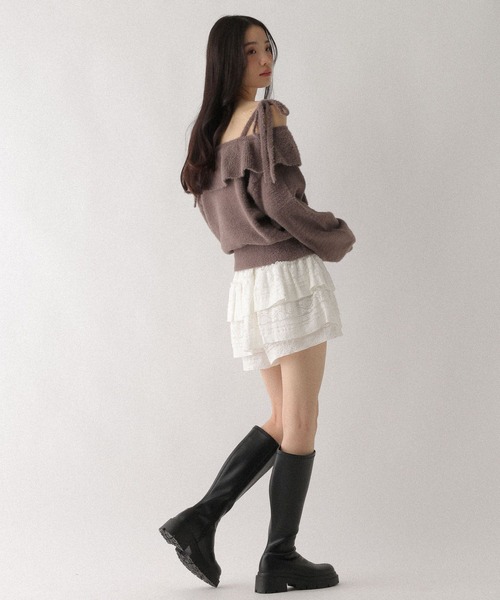 Heather（ヘザー） ニット セーター 2WAYラッフルフリルニット 636806