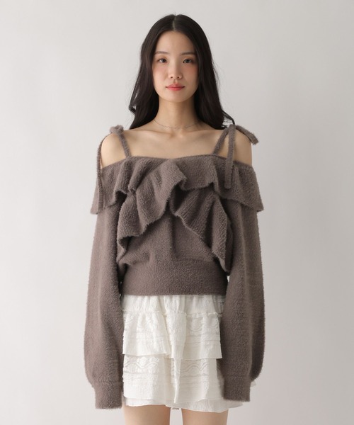 Heather（ヘザー） ニット セーター 2WAYラッフルフリルニット 636806