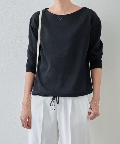 BEARDSLEY　ビアズリー　バック刺繍　カットソー　体型カバー　ブラック BEARDSLEY ビアズリー バック刺繍 カットソー 体型カバー ブラック