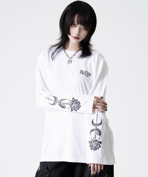 REFLEM（レフレム） tシャツ 「REFLEM/レフレム」薔薇と魔導書プリント 