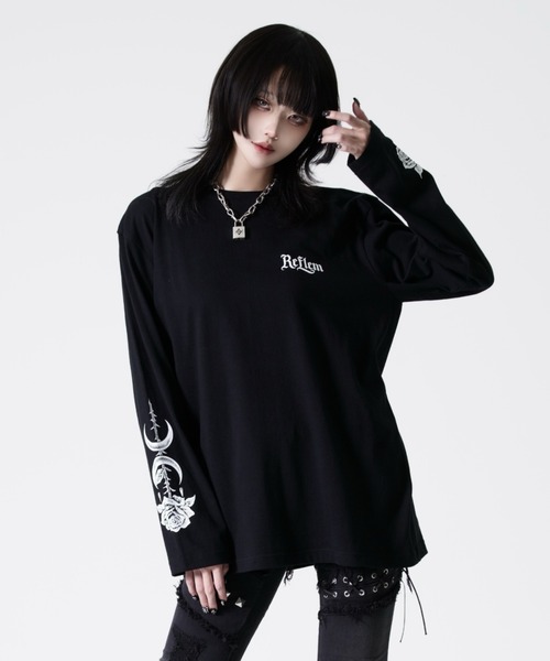 REFLEM（レフレム） tシャツ 「REFLEM/レフレム」薔薇と魔導書プリント 