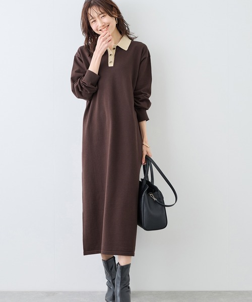 本日限定価格　新品タグ付き　Arpege story　スキッパーニットワンピース 01_001-750.jpg