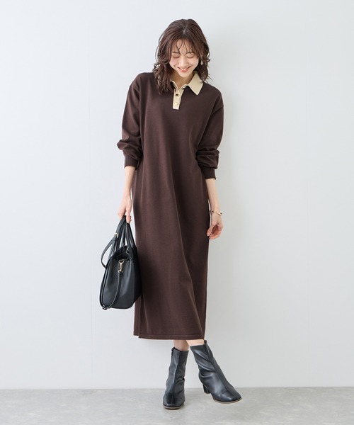 ROPE' PICNIC（ロペ ピクニック） ワンピース 配色スキッパーニット