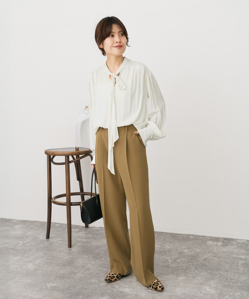 美品♪スピックアンドスパン ボウタイ ボリュームスリーブブラウス リボンブラウス Spick＆Span（スピック アンド スパン） ブラウス シャツ ボウタイ