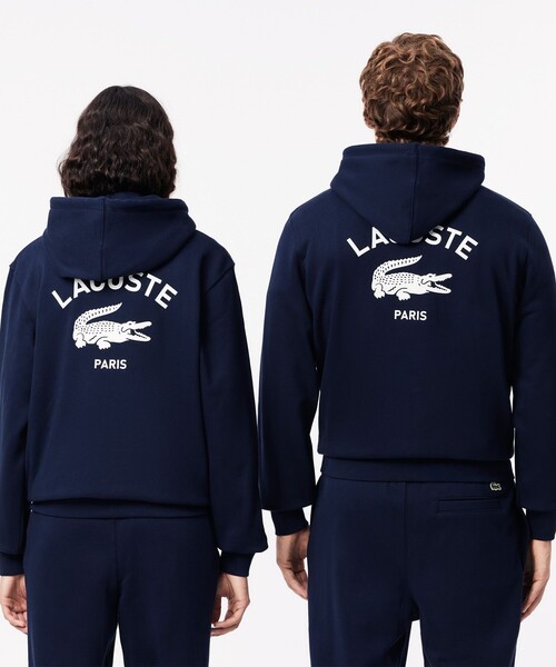 「LACOSTE」 プルオーバーパーカー L オリーブ メンズ_画像3
