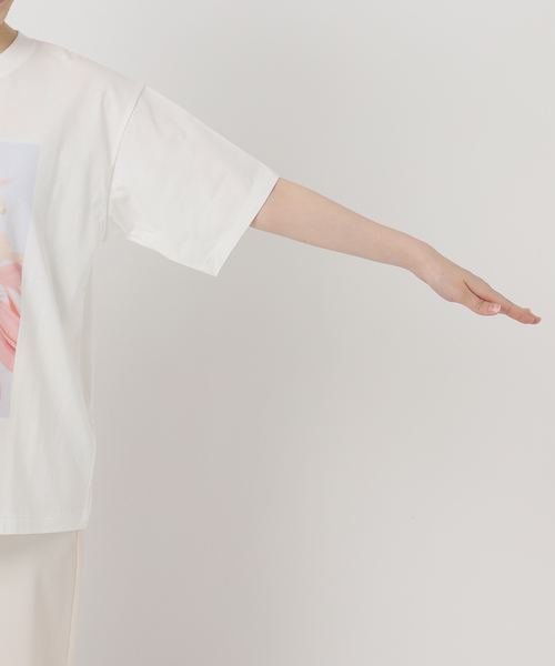 NOBLE（ノーブル） tシャツ 半袖 フラワーフォトプリントT レディース