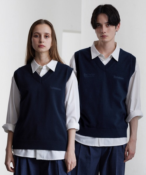 CLEL（クレイル） ベスト ジレ 「CLEL」Basic Embroidered V-Neck Knit