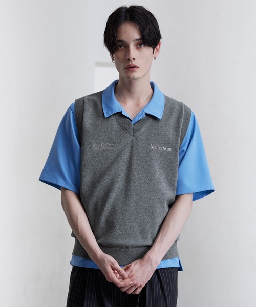 CLEL（クレイル） ベスト ジレ 「CLEL」Basic Embroidered V-Neck Knit