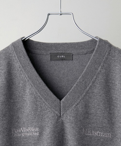 CLEL（クレイル） ベスト ジレ 「CLEL」Basic Embroidered V-Neck Knit