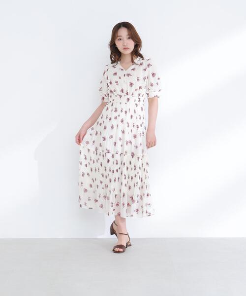 ワンピース ぼかしフラワープリントワンピースの画像