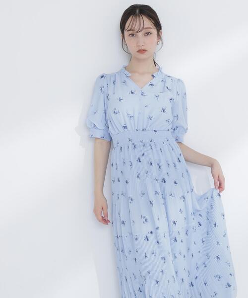 ワンピース ぼかしフラワープリントワンピースの画像