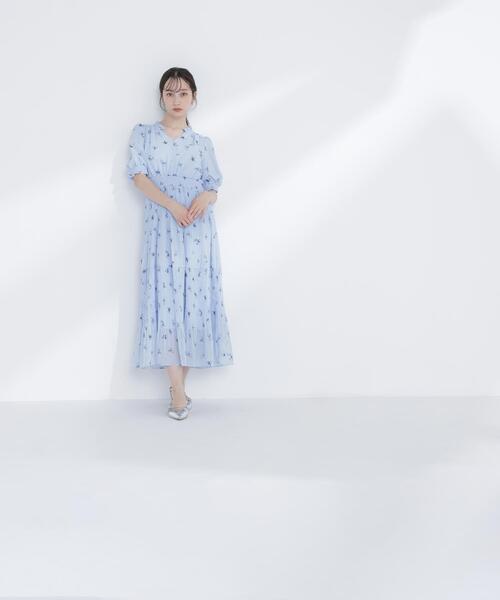 ワンピース ぼかしフラワープリントワンピースの画像